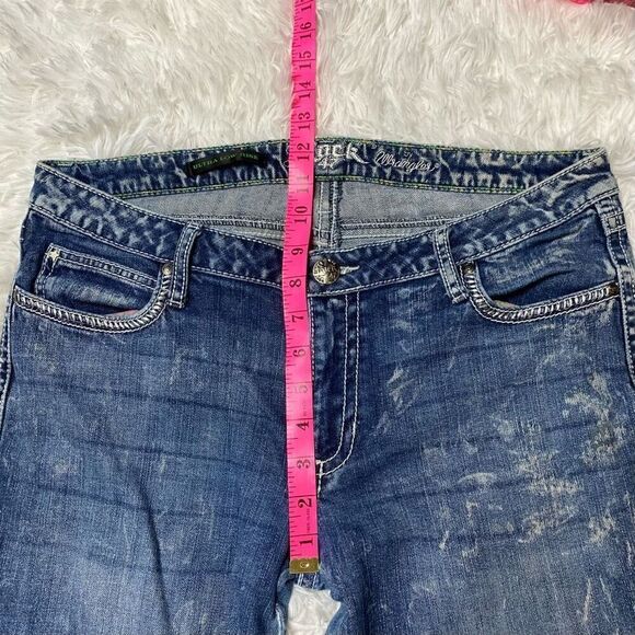 Wrangler Rock 47 Jeans Womens 35x35 Ultra Low Rise Flap Pockets Embroidered - Picture 10 of 12
